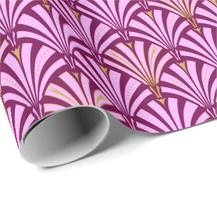 Papel De Presente Teste padrão do fã do art deco - orquídea e rox