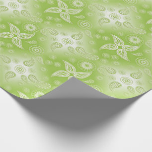Papel De Presente Teste padrão do limão do verde de Paisley