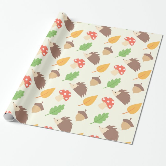 Papel De Presente Teste padrão do ouriço da queda (Desenrolado)