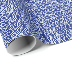Papel De Presente Teste padrão do redemoinho do japonês - azuis