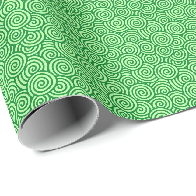 Papel De Presente Teste padrão do redemoinho do japonês - pinho e (Ponta do rolo)