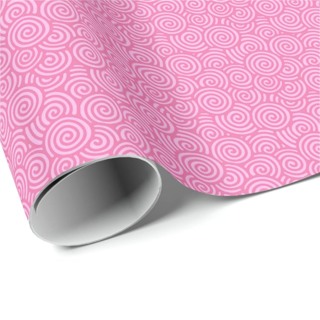 Papel De Presente Teste padrão do redemoinho do japonês - rosa macio (Ponta do rolo)