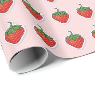 Papel De Presente Teste padrão doce vermelho da morango