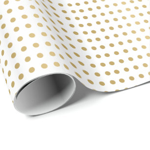 Papel De Presente Teste padrão dourado & branco de PolkaDots