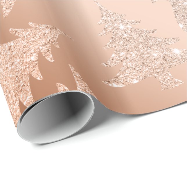 Papel De Presente Teste padrão Dourado de cobre elegante da árvore (Ponta do rolo)