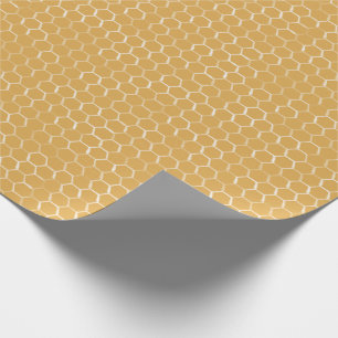 Papel De Presente Teste padrão dourado do favo de mel