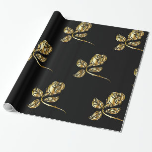 Papel De Presente Teste padrão dourado dos rosas