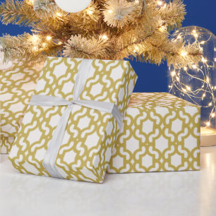 Papel De Presente Teste padrão Dourado marroquino à moda da