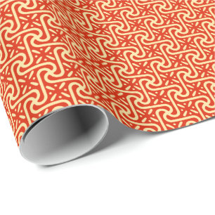 Papel De Presente Teste padrão egípcio do azulejo, laranja coral