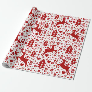 Papel De Presente Teste padrão escandinavo do Natal