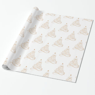 Papel De Presente Teste padrão filigrana metálico dourado da árvo