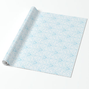 Papel De Presente Teste padrão floral azul e branco Pastel