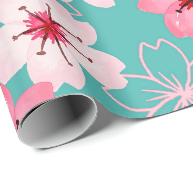 Papel De Presente Teste padrão floral chique elegante da flor de (Ponta do rolo)