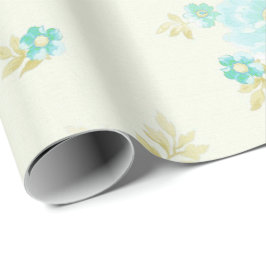 Papel De Presente Teste padrão floral da cerceta do vintage