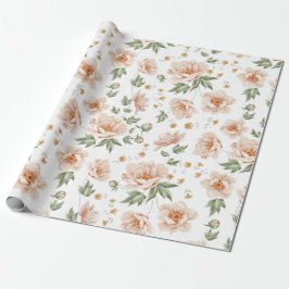 Papel De Presente Teste padrão floral do primavera alaranjado