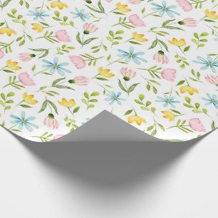 Papel De Presente Teste padrão floral do primavera da aguarela
