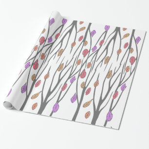 Papel De Presente Teste padrão gráfico das folhas e das árvores d
