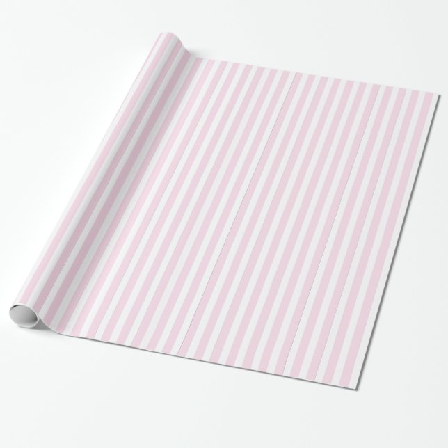 Papel De Presente Teste padrão listrado do rosa & o branco (Desenrolado)
