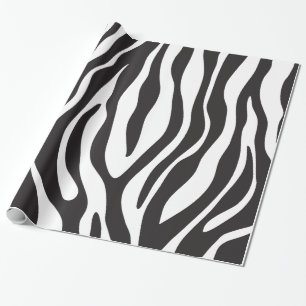 Papel De Presente Teste padrão listrado preto & branco da zebra