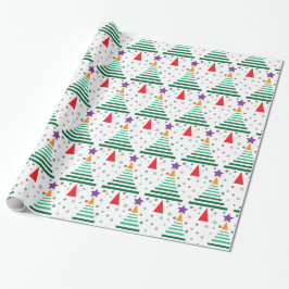 Papel De Presente Teste padrão moderno das árvores de Natal