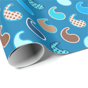 Papel De Presente Teste padrão moderno de Paisley, azul Cerulean,