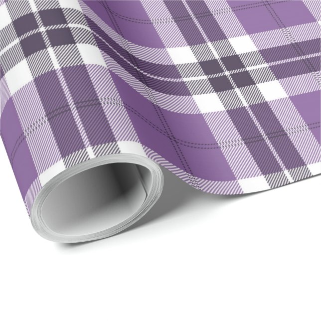 Papel De Presente Teste padrão na moda escocês roxo da xadrez de (Ponta do rolo)