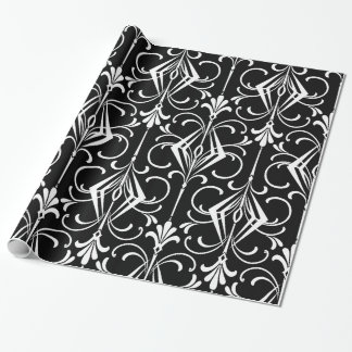 Papel De Presente Teste padrão preto & branco do art deco