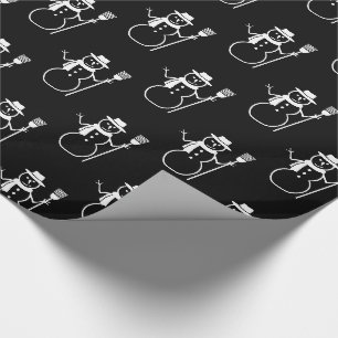 Papel De Presente Teste padrão preto e branco bonito engraçado do