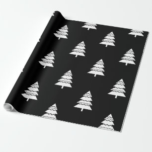 Papel De Presente Teste padrão preto e branco moderno da árvore de