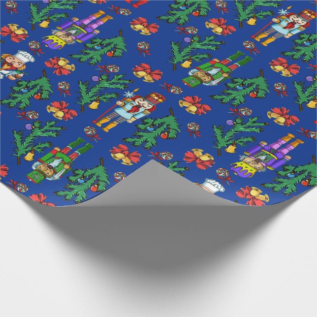 Papel De Presente Teste padrão real do Nutcracker e da grinalda (Ponta)