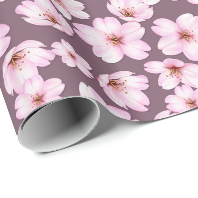 Papel De Presente Teste padrão retro floral do primavera (Ponta do rolo)