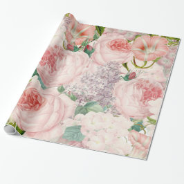 Papel De Presente Teste padrão retro Painterly do primavera da flor