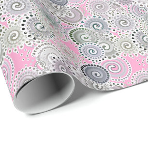 Papel De Presente Teste padrão, rosa e cinza do redemoinho do