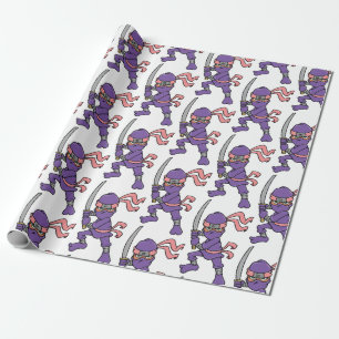 Papel De Presente Teste padrão roxo customizável de Ninja
