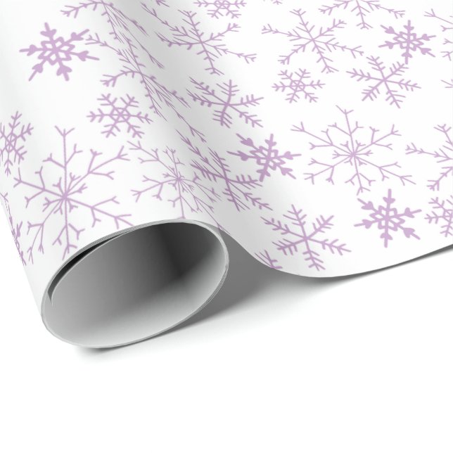 Papel De Presente Teste padrão roxo do floco de neve no inverno do (Ponta do rolo)