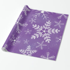 Papel De Presente Teste padrão roxo e branco do floco de neve