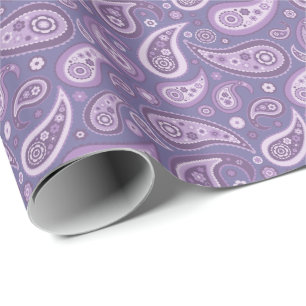 Papel De Presente Teste padrão roxo retro de Paisley