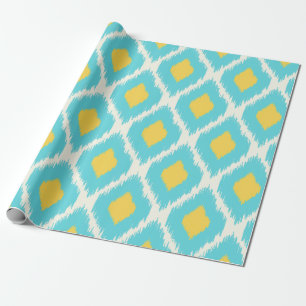 Papel De Presente Teste padrão tribal asteca amarelo azul na moda d