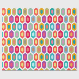 Papel De Presente Teste padrão tribal moderno de Ikat do arco-íris