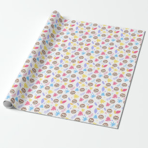 Papel De Presente Teste padrão tropical da preguiça & das folhas
