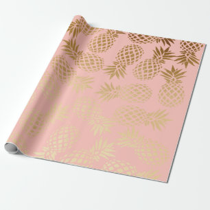 Papel De Presente teste padrão tropical do abacaxi do ouro elegante