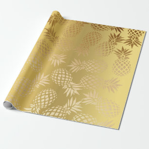 Papel De Presente teste padrão tropical do abacaxi do ouro elegante
