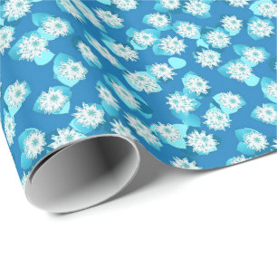 Papel De Presente Teste padrão, turquesa, azul e branco do lírio d