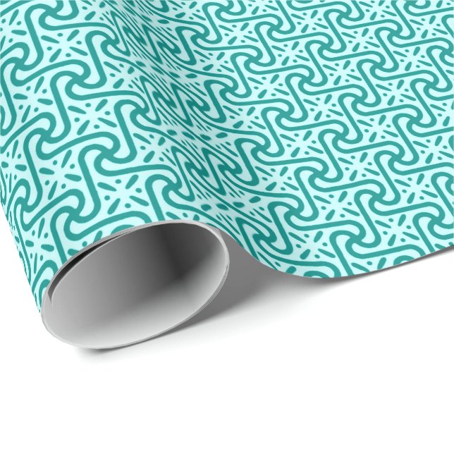 Papel De Presente Teste padrão, turquesa e aqua egípcios do azulejo (Ponta do rolo)