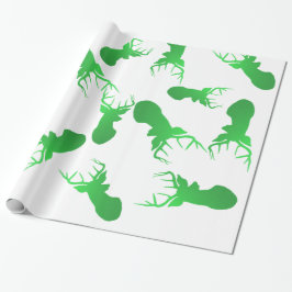 Papel De Presente Teste padrão verde do feriado do Natal da rena