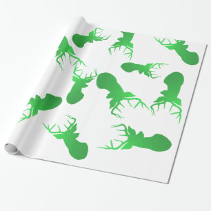 Papel De Presente Teste padrão verde do feriado do Natal da rena