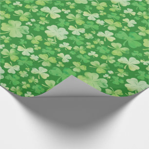 Papel De Presente Teste padrão verde do trevo da Aquarela do Dia de
