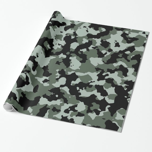 Papel De Presente Teste padrão verde militar da camuflagem (Desenrolado)