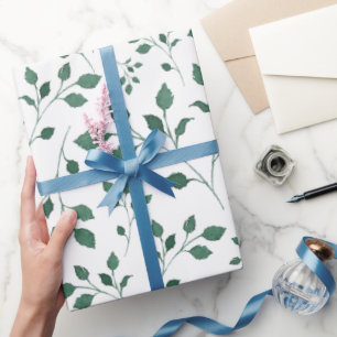 Papel De Presente Teste padrão verde rústico da folha da aguarela