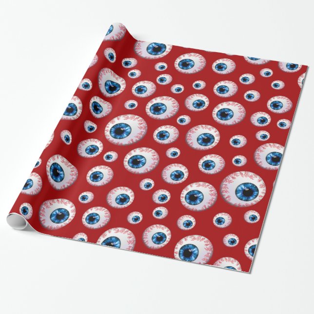 Papel De Presente Teste padrão vermelho do globo ocular (Desenrolado)